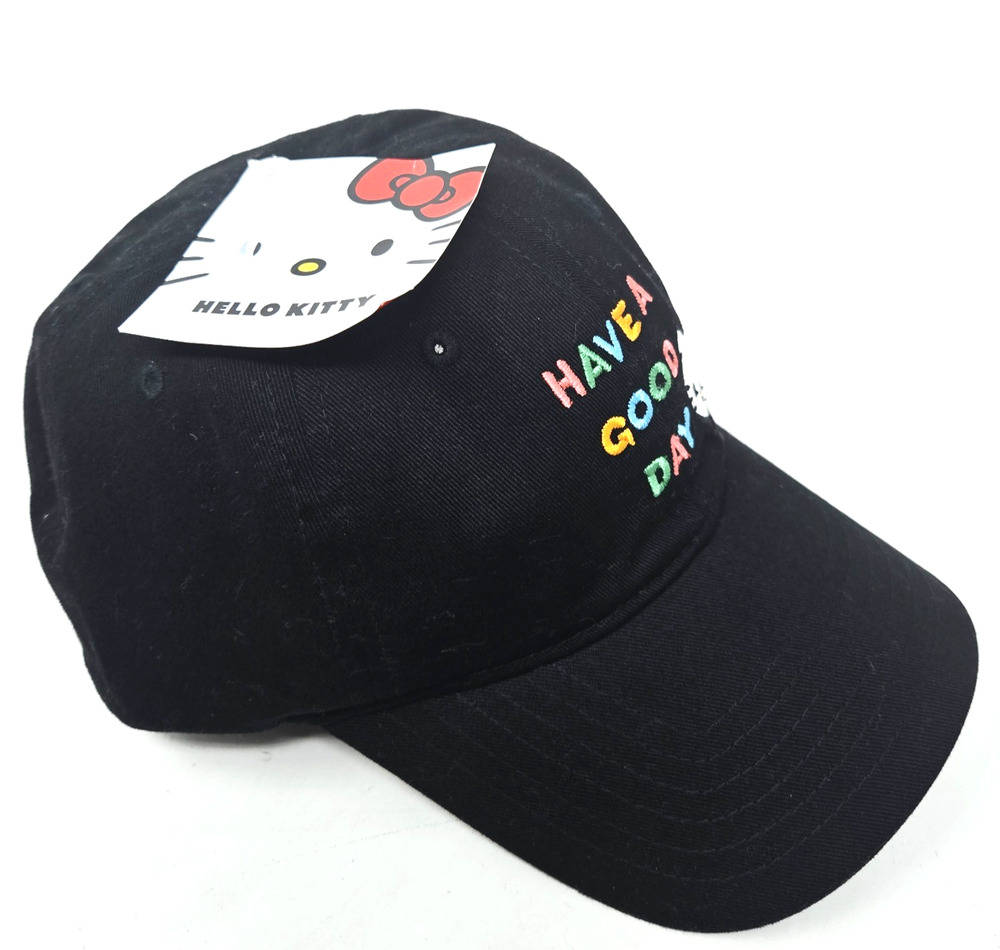 NEW "HELLO KITTY HAVE A GOOD DAY EMBROIDERED HAT ADJUSTABLE BASEBALL CAP"